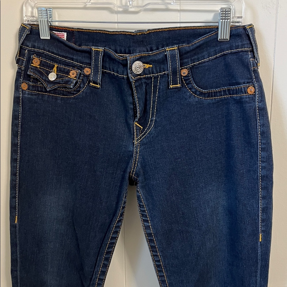 True Religion Misty Dark Flap Pocket Skinny Stretch Jeans Vintage Low Rise 31 - Picture 2 of 15